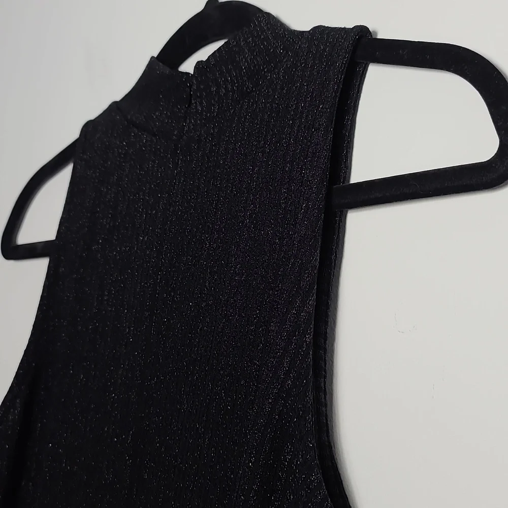 MICHAEL KORS Mock Neck Black Metallic Knit Size Small